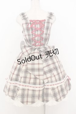 画像4: BABY,THE STARS SHINE BRIGHT / 裾スカラップタータンチェックジャンパースカート＆リボンコームセット  生成り×えんじ O-26-01-14-001-BA-OP-IG-OS