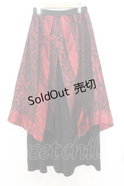 画像1: Qutie Frash / ラップワイドパンツ  レッド×ブラック O-26-01-14-022-QU-PA-IG-OS