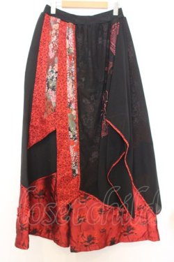 画像1: Qutie Frash / ラップ付き和柄バギーパンツ  レッド×ブラック O-26-01-14-023-QU-PA-IG-OS