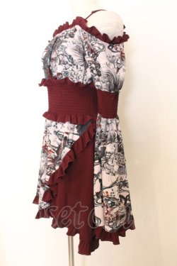 画像2: Qutie Frash / 和柄オフショルチュニック  ワイン O-26-01-14-031-QU-TO-IG-OS