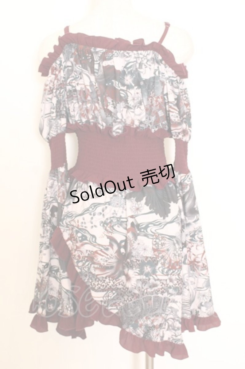 画像3: Qutie Frash / 和柄オフショルチュニック  ワイン O-26-01-14-031-QU-TO-IG-ZY (3)