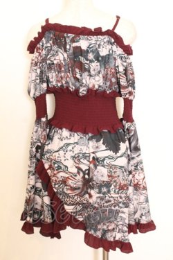 画像3: Qutie Frash / 和柄オフショルチュニック  ワイン O-26-01-14-031-QU-TO-IG-OS