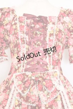 画像2: metamorphose / はしごレースリボン花柄半袖ワンピース 1 ボルドー系 O-26-01-15-003-ME-OP-OW-OS