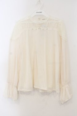 画像1: axes femme / 透けレースビジュープルオーバー M シロ O-26-01-15-046-AX-TO-YM-OS