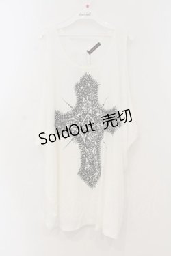 画像1: ALGONQUINS / クロスプリントワイドタンクトップ F ホワイト O-26-01-15-049-AL-TO-YM-OS