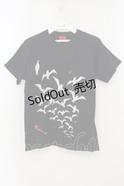 画像1: ALGONQUINS / コウモリプリントTシャツ  ブラック O-26-01-15-051-AL-TS-YM-OS