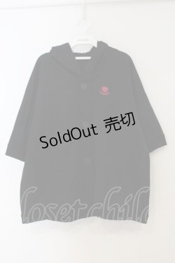 画像1: ALGONQUINS / 裏起毛半袖パーカー F ブラック O-26-01-15-054-AL-TO-YM-OS