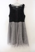axes femme / チュール重ねノースリワンピース M ブラックｘグレー O-26-01-15-061-AX-OP-YM-OS