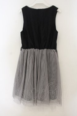 画像2: axes femme / チュール重ねノースリワンピース M ブラックｘグレー O-26-01-15-061-AX-OP-YM-OS
