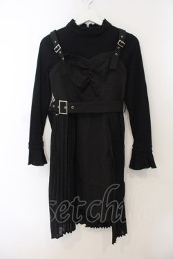 画像1: Bubbles / プリーツニットワンピース M クロ O-26-01-15-062-CA-OP-YM-OS