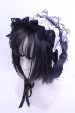 画像1: MorunxMuunaStoik / Libraヘッドドレス  ブラック×ホワイト O-26-01-15-1001-EL-ZA-IG-OS (1)