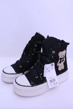 画像1: axes femme kawaii / ベア刺繍スニーカー M クロ O-26-01-15-1037-AX-SH-OW-OS