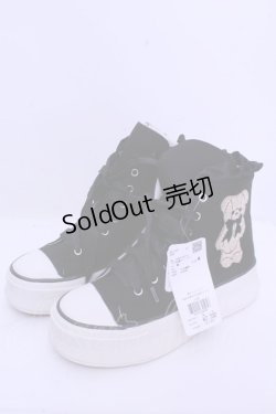 画像1: axes femme kawaii / ベア刺繍スニーカー M クロ O-26-01-15-1037-AX-SH-OW-ZT0204K