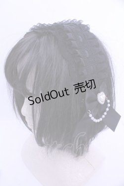 画像1: Princess Melody / パールハート×ハートレースヘッドドレス  クロ O-26-01-15-1009-EL-AC-IG-OS