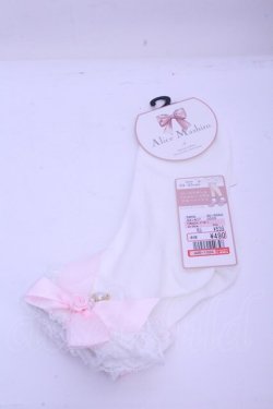 画像1: Alice Mashiro / TTMACSローズリボン ソックス 23~25cm シロ×ピンク O-26-01-15-1020-LO-ZA-IG-OS