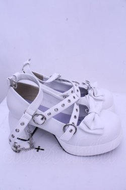 画像4: axes femme POETIQUE / クロスチャームおでこパンプス M シロ O-26-01-15-1027-AX-SH-IG-OS