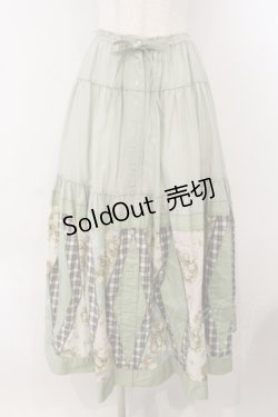 画像1: PINK HOUSE / ブーケパッチワークスカート  ミント O-26-01-15-081-LO-SK-IG-OS