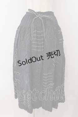 画像1: PINK HOUSE / チュールレースパッチワークスカート  ネイビー O-26-01-15-083-LO-SK-IG-OS