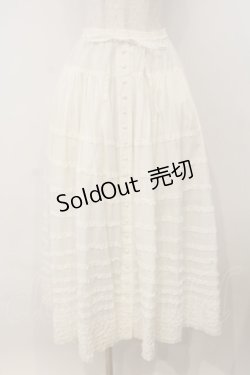 画像1: PINK HOUSE / 前開きボーダーフリルスカート  シロ O-26-01-15-086-LO-SK-IG-OS