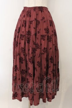 画像1: PINK HOUSE / フロッキーローズスカート  ワイン O-26-01-15-093-LO-SK-IG-OS