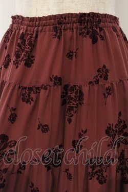 画像2: PINK HOUSE / フロッキーローズスカート  ワイン O-26-01-15-093-LO-SK-IG-OS