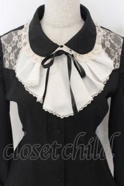 画像2: Secret Honey / レースヨークラッフルタイ長袖セットアップ  クロ×シロ O-26-01-15-007-CA-OP-IG-OS