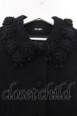 画像2: PINK HOUSE / ローズモチーフシャギーコート  クロ O-26-01-15-100-LO-CO-IG-OS