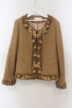 画像1: PINK HOUSE / ローズモチーフノーカラージャケット  キャメル O-26-01-15-105-LO-JA-IG-OS