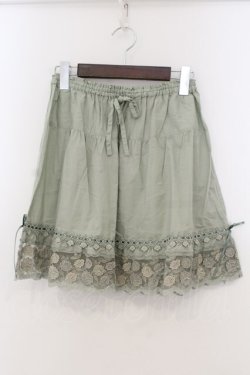 画像1: PINK HOUSE / ローズ刺繍入りミニスカート  薄荷 O-26-01-15-109-LO-SK-IG-OS
