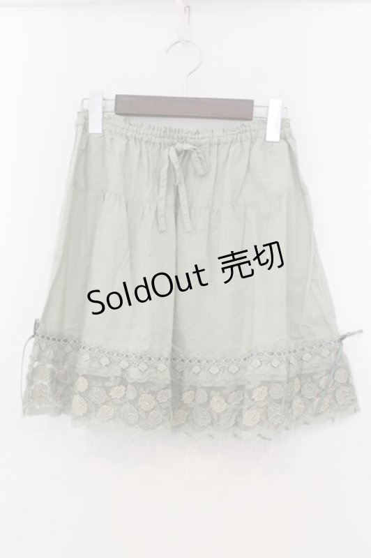 画像1: PINK HOUSE / ローズ刺繍入りミニスカート  薄荷 O-26-01-15-109-LO-SK-IG-ZT275 (1)