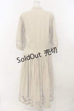 画像4: PINK HOUSE / 裾パッチワークワンピース  ベージュ O-26-01-15-113-LO-OP-IG-OS