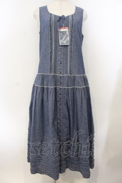 画像1: PINK HOUSE / ダンガリーフリルワンピース  ブルー O-26-01-15-114-LO-OP-IG-OS