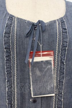 画像2: PINK HOUSE / ダンガリーフリルワンピース  ブルー O-26-01-15-114-LO-OP-IG-OS