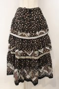 PINK HOUSE / パッチワークローズ柄スカート  クロ O-26-01-15-116-LO-SK-IG-OS