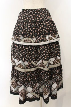 画像5: PINK HOUSE / パッチワークローズ柄スカート  クロ O-26-01-15-116-LO-SK-IG-OS