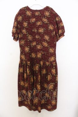 画像3: KANEKO ISAO / フルーツかご柄たくし上げワンピース  ワイン O-26-01-15-022-EL-OP-IG-OS