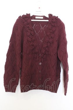 画像1: KANEKO ISAO / ローズモチーフニットカーディガン  ワイン O-26-01-15-028-EL-TO-IG-OS