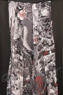 画像2: Qutie Frash / 和柄プリーツスカート  ブラック O-26-01-16-042-QU-SK-IG-OS