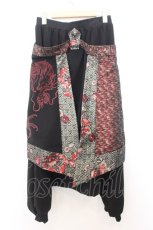 画像3: Qutie Frash / ラップ付きサルエルパンツ  ブラック×レッド O-26-01-16-043-QU-PA-IG-OS (3)