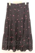LODISPOTTO / さくらんぼ柄シアーチェックスカート  クロ O-26-01-16-006-LO-SK-IG-ZT0119P