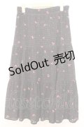 LODISPOTTO / さくらんぼ柄シアーチェックスカート  クロ O-26-01-16-006-LO-SK-IG-ZT547