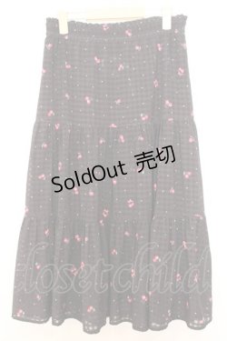 画像1: LODISPOTTO / さくらんぼ柄シアーチェックスカート  クロ O-26-01-16-006-LO-SK-IG-ZT547