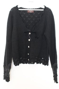 画像1: axes femme NOSTALGIE / かぎ針カーデ M クロ O-26-01-16-053-AX-TO-IG-OS