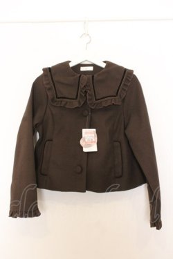 画像1: m petit by misako / セーラー襟ショートコート M ブラウン O-26-01-16-056-LO-CO-YM-OS