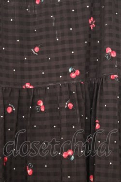 画像2: LODISPOTTO / さくらんぼ柄シアーチェックスカート  クロ O-26-01-16-006-LO-SK-IG-OS