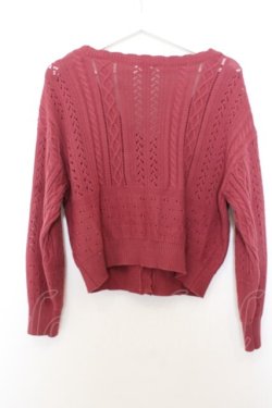 画像3: axes femme / 透かし編みニットカーディガン F レッド O-26-01-16-060-AX-TO-YM-OS