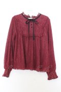 axes femme / 総レースジャガードトップス F ワイン O-26-01-16-061-AX-TO-YM-ZT0119P