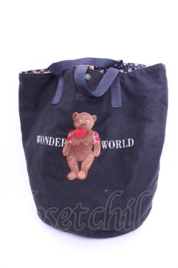 画像1: PINK HOUSE / 刺繍入り円柱バッグ  クロ　くま O-26-01-16-1060-LO-BG-IG-OS