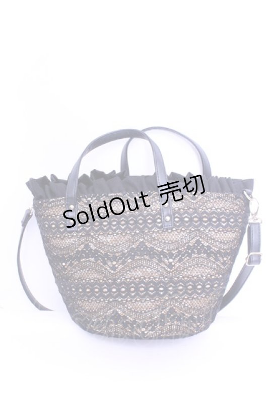 画像1: axes femme / レース×雑材バッグ  ナチュラル×クロ O-26-01-16-1064-AX-BG-OW-ZTK019 (1)