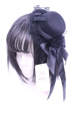 画像1: axes femme / ローズリボンミニハット  クロ O-26-01-16-1072-AX-AC-OW-OS